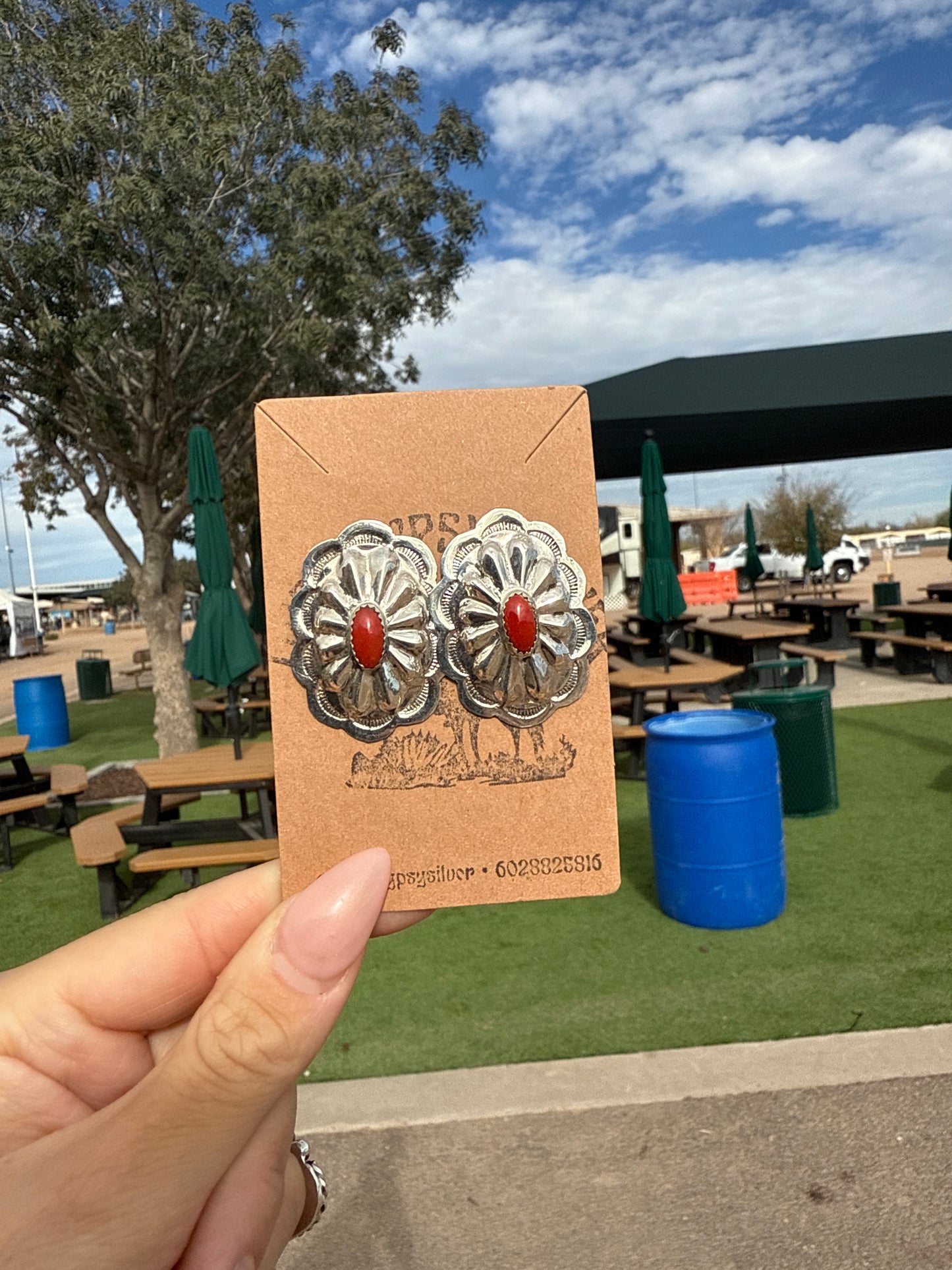Betty Gilmore Coral Concho Earrings