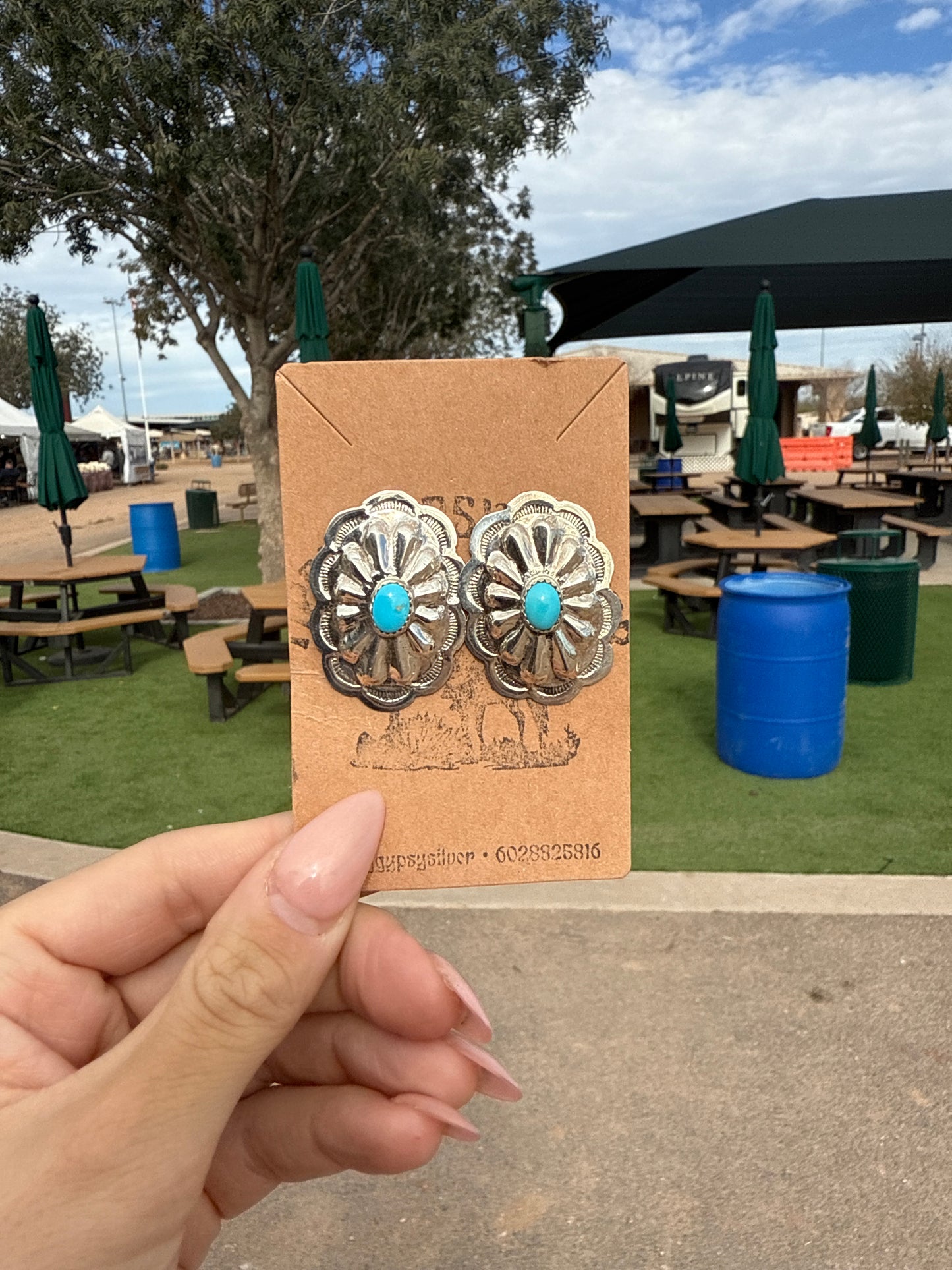 Betty Gilmore Turquoise Concho Earrings