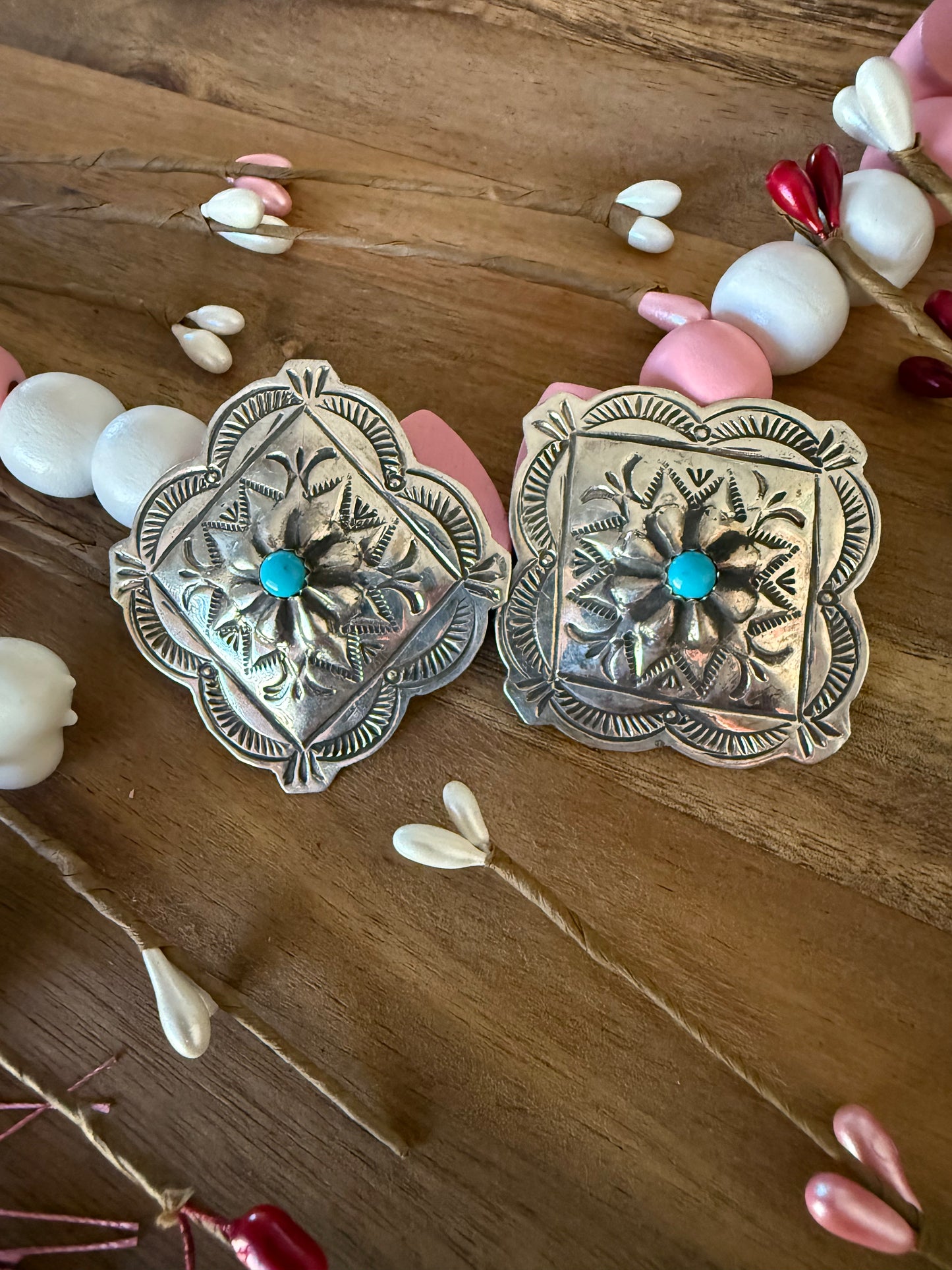 Large Diamond Concho Earrings