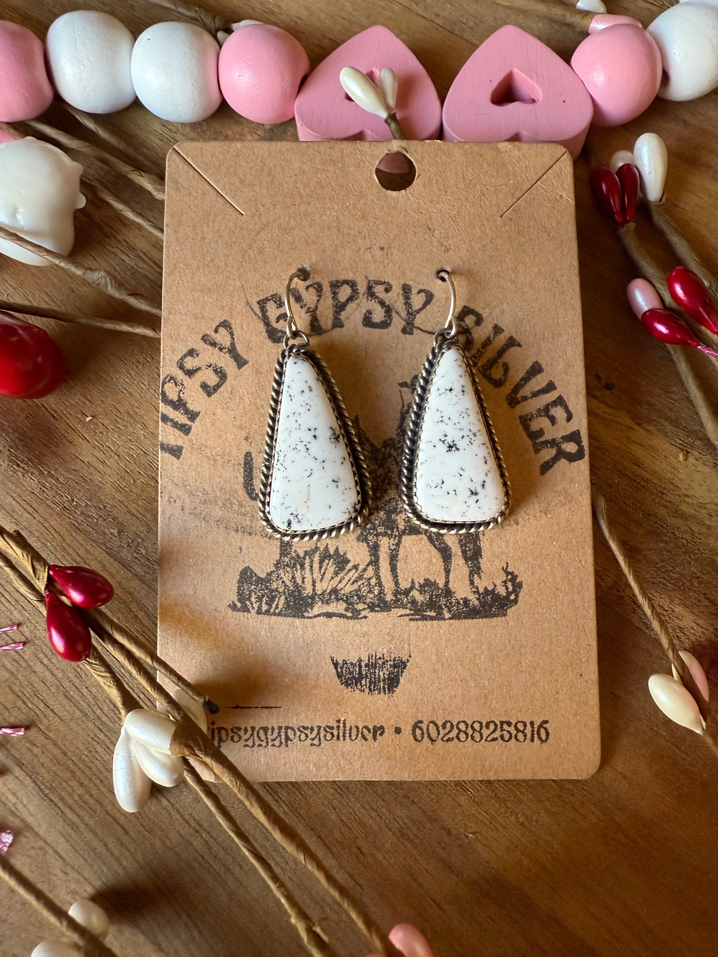 White Buffalo Dangle Earrings #185