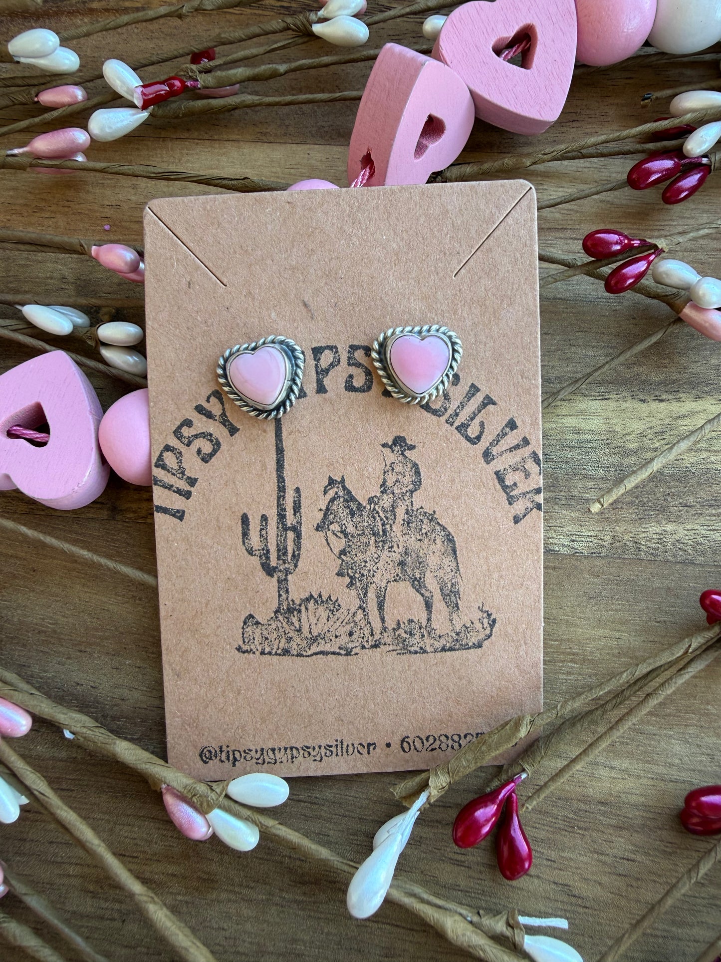 Pink Conch Heart Earrings