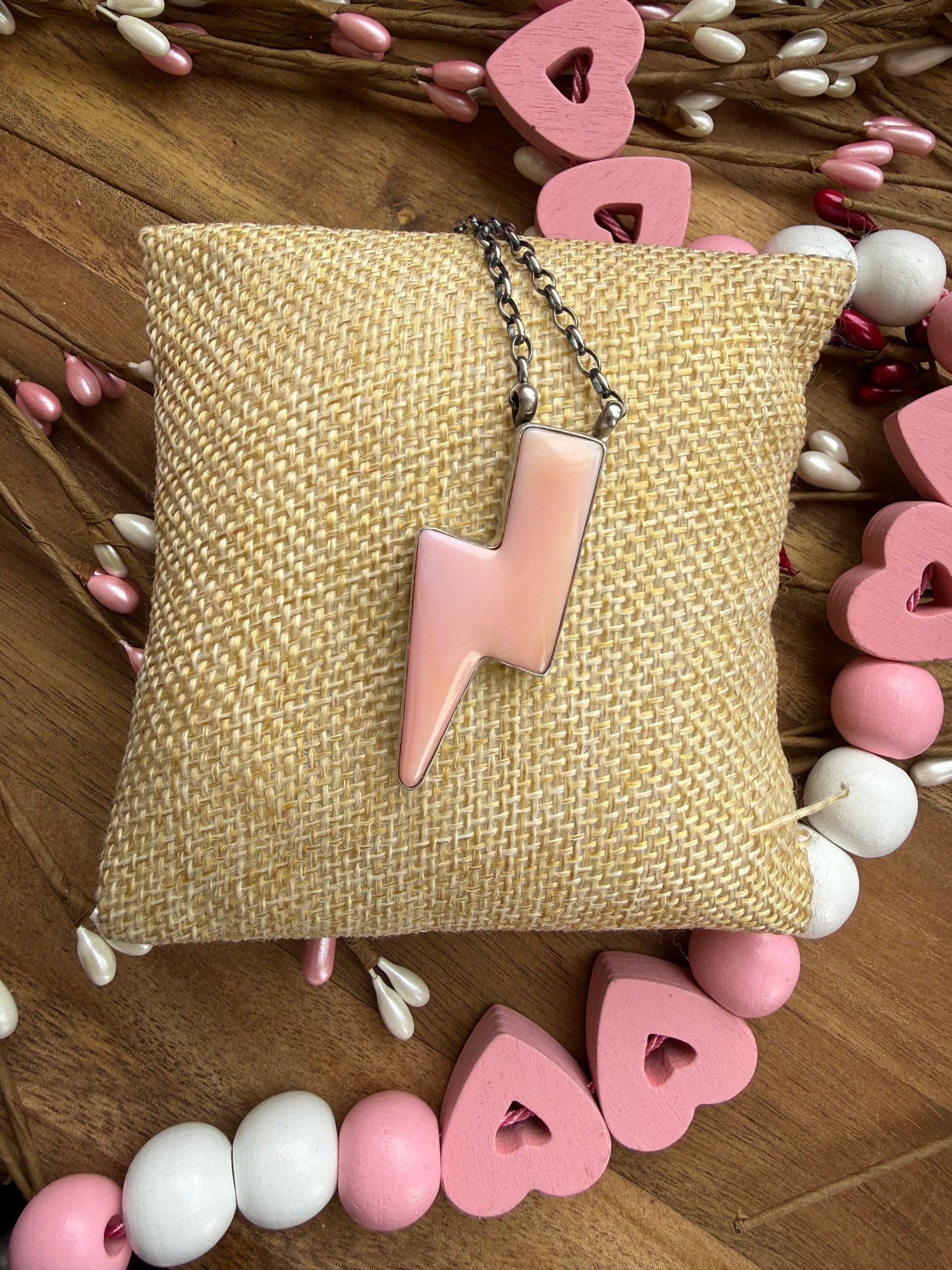 Pink Conch Lightning Bolt Necklace