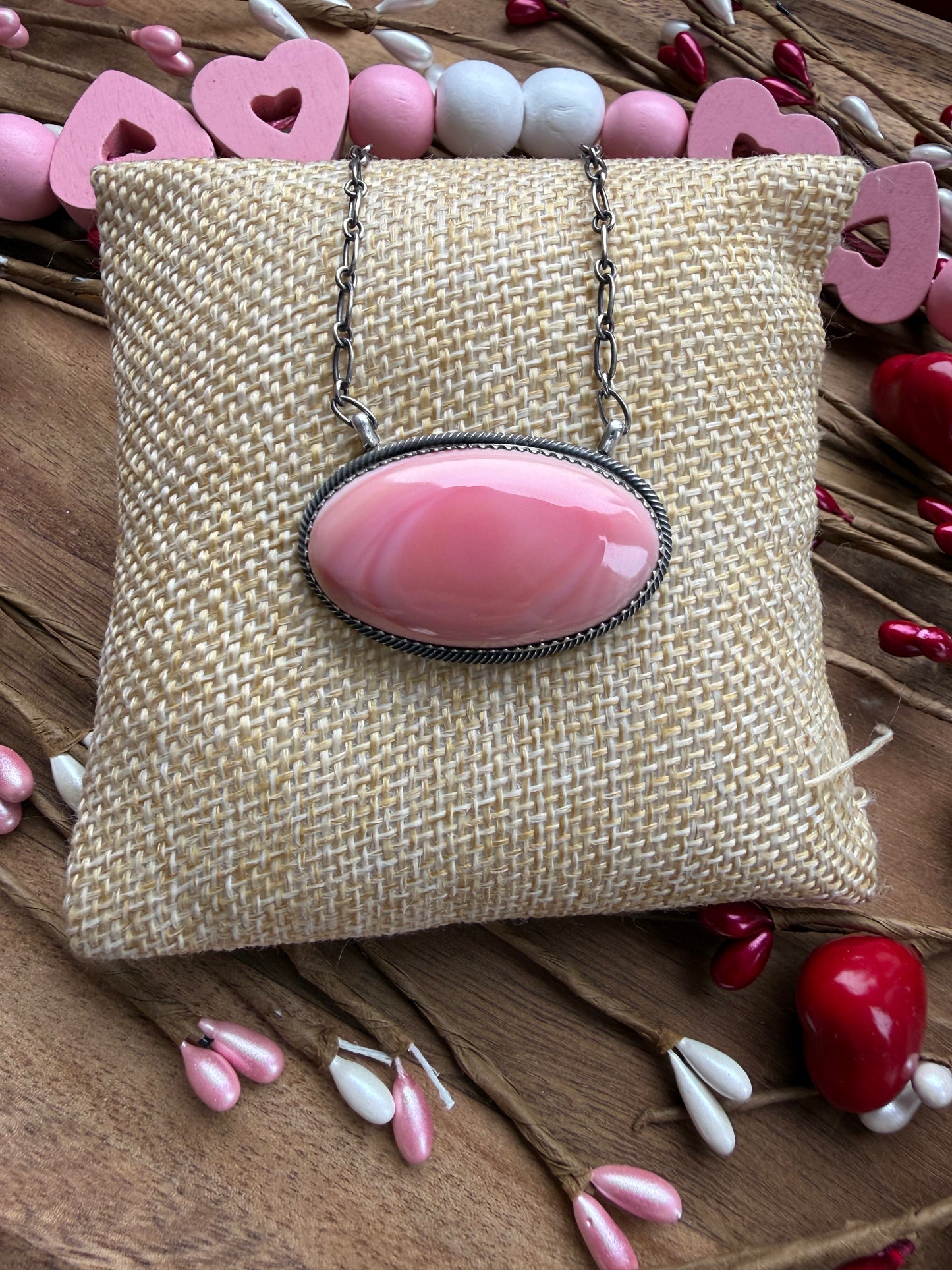 Oval Pink Conch Necklace