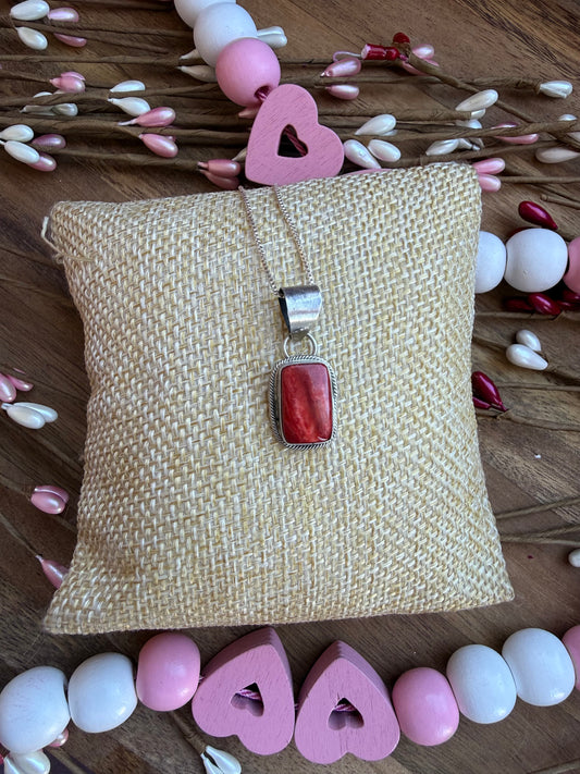 Square Red Spiny Oyster Pendant