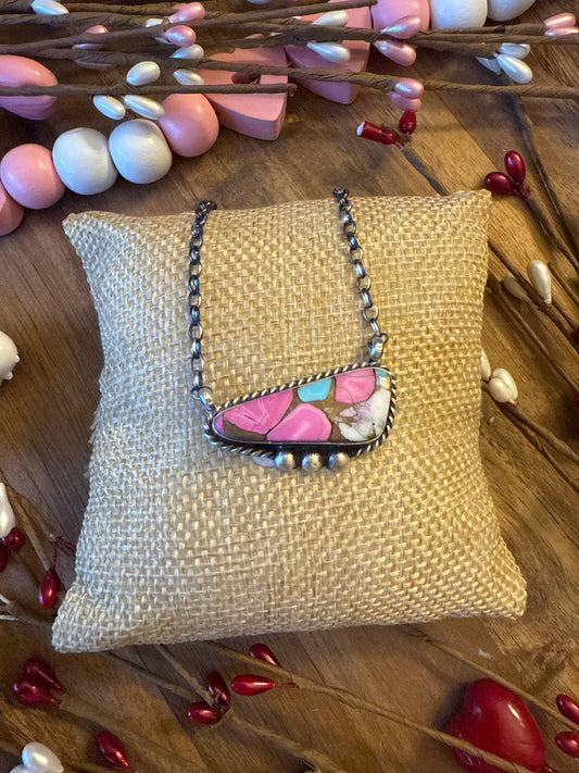 Cotton Candy Triangle Necklace