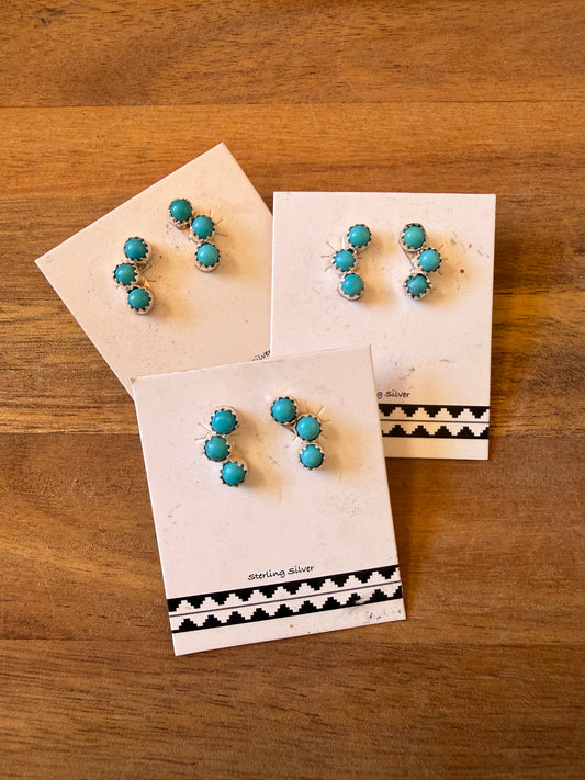 Small 3 Stone Studs
