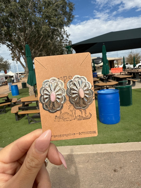 Betty Gilmore Pink Conch Concho Earrings