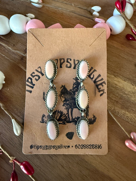 Pink Conch Dangle Earrings