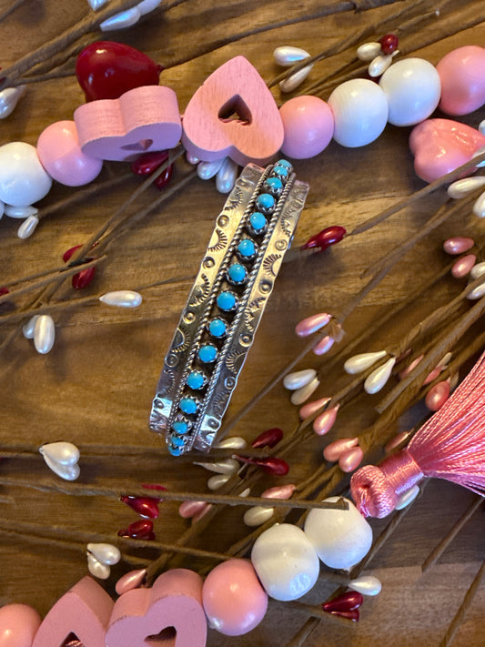 Vintage Stamped Turquoise Cuff