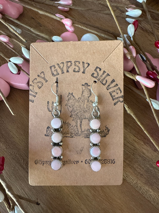 4 Stone Pink Conch Dangle Earrings