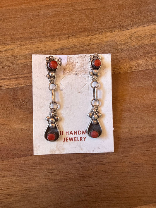 Vintage Zuni Coral Earrings