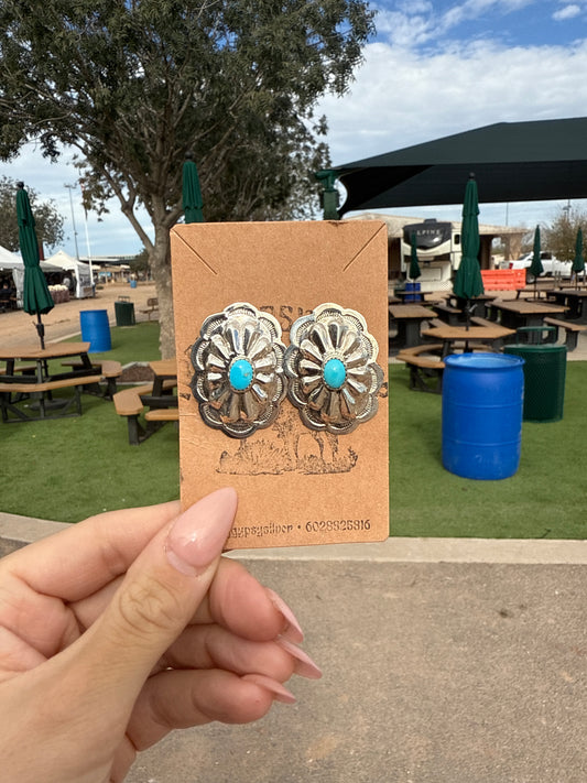 Betty Gilmore Turquoise Concho Earrings