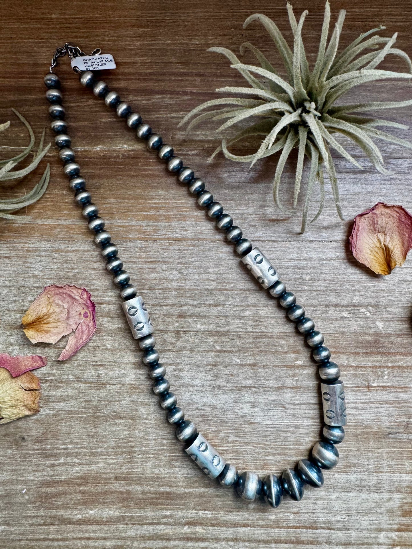 Sterling Silver Barrel Bead Necklace – 20” – Saucer & Barrel Beads