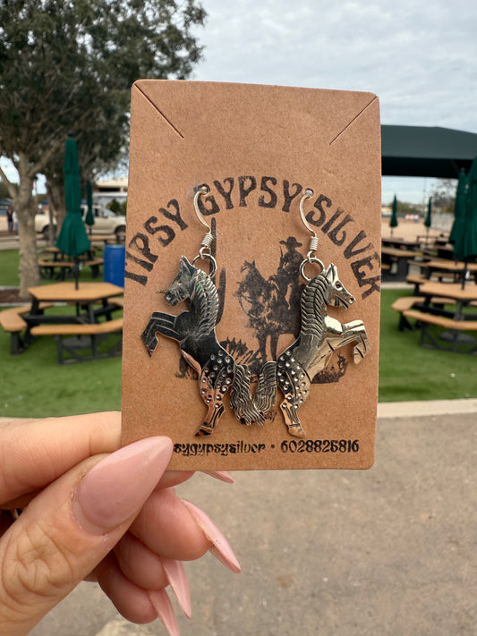 Louise Yazzie Horse Earrings