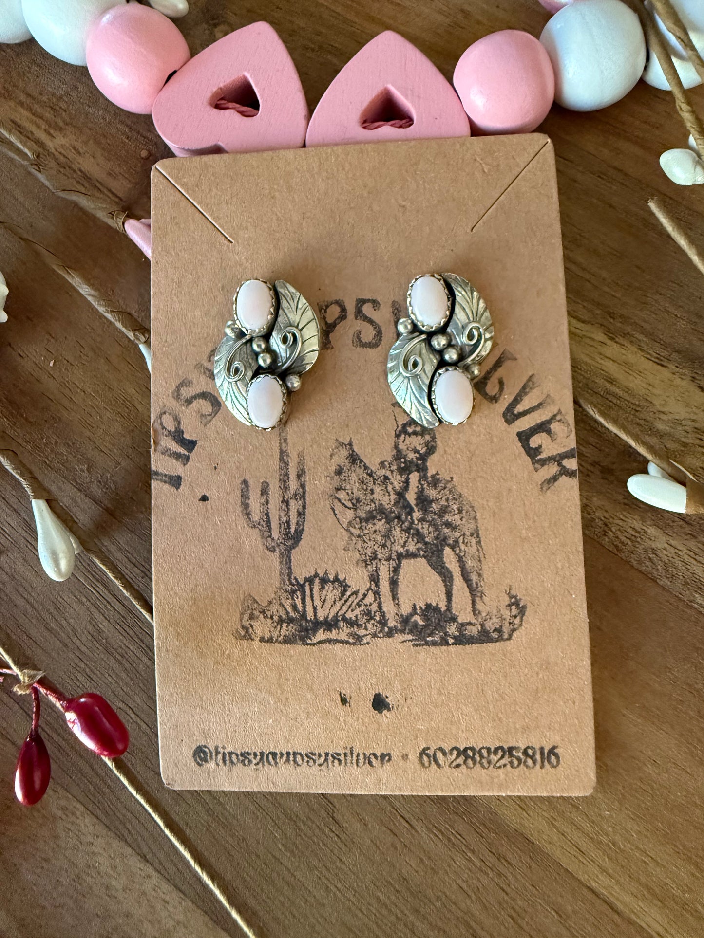 Pink Conch Feather Earrings