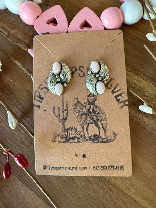 Pink Conch Feather Earrings
