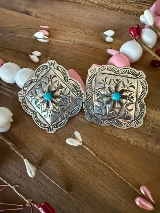 Large Diamond Concho Earrings
