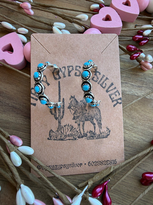 Large Zuni Turquoise Hoops