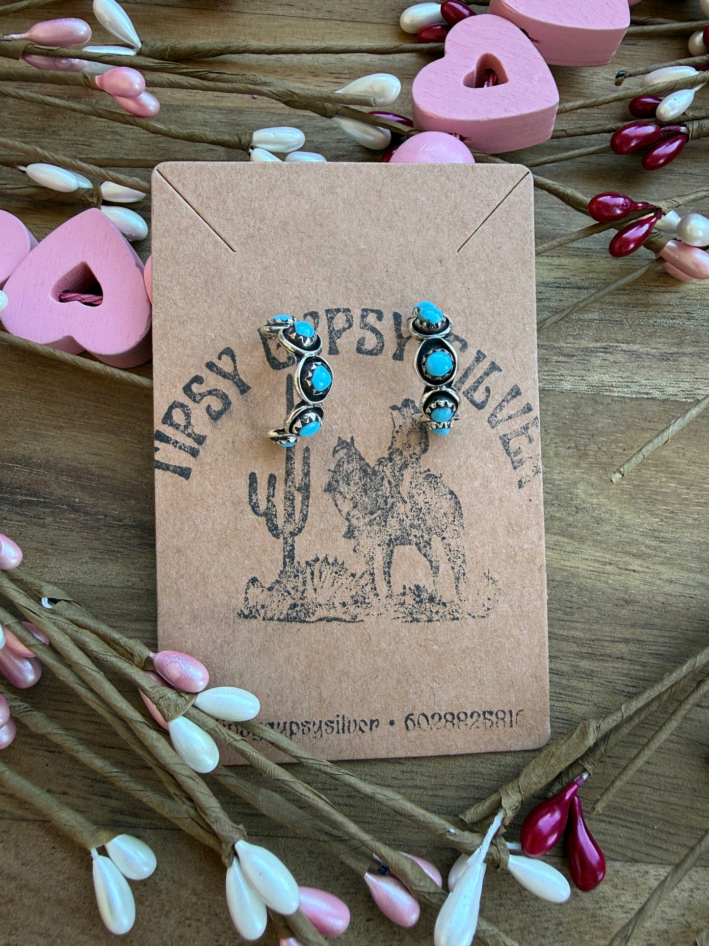 Small Zuni Turquoise Hoops