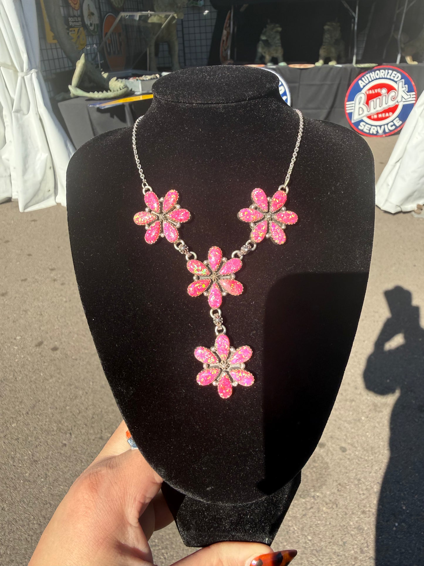 Pink Opal Cluster Lariat