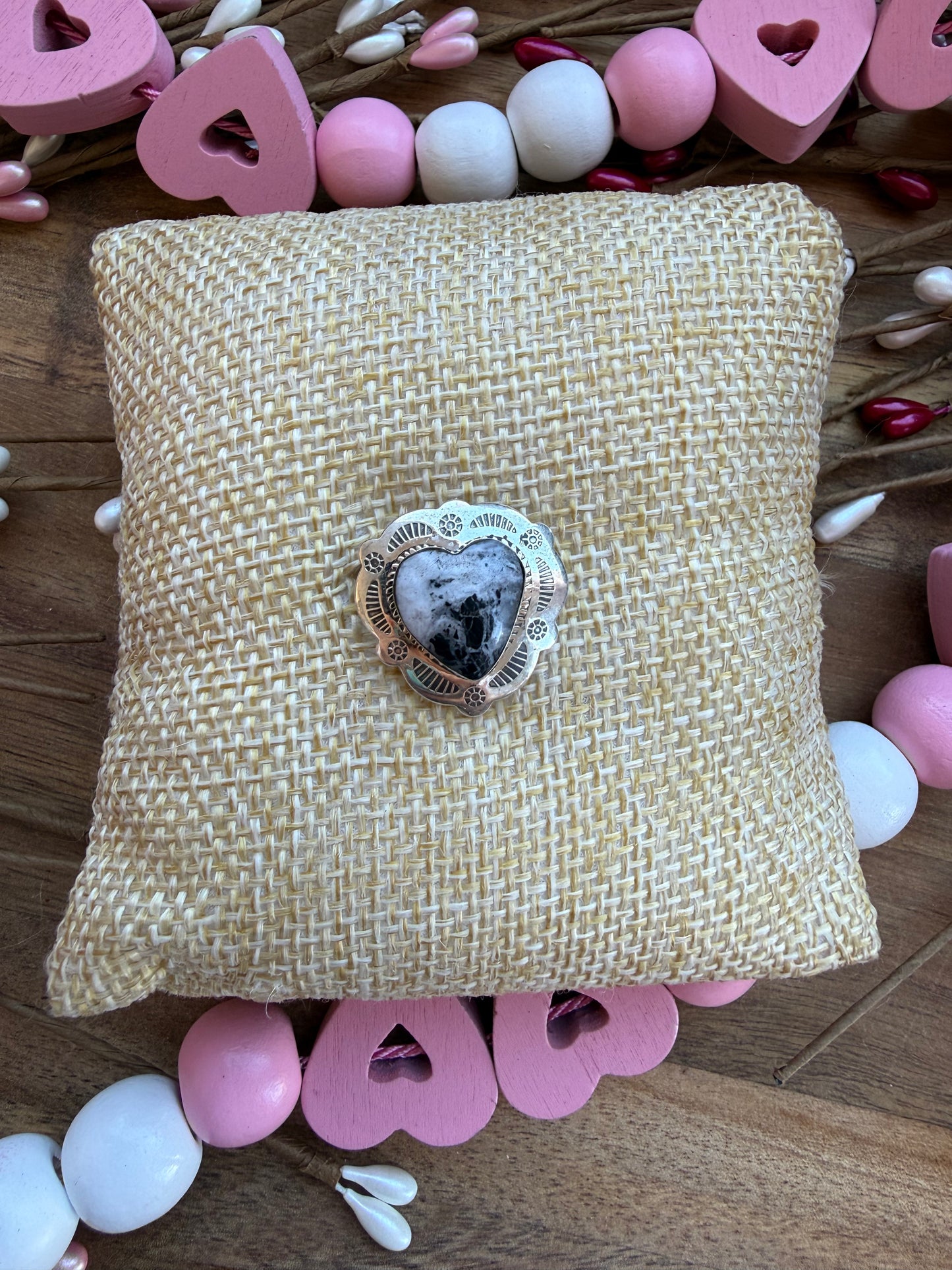 White Buffalo Heart Ring