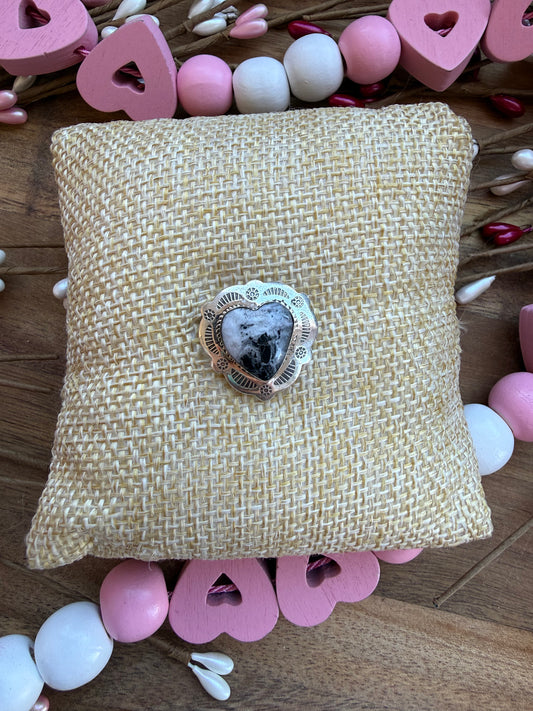 White Buffalo Heart Ring