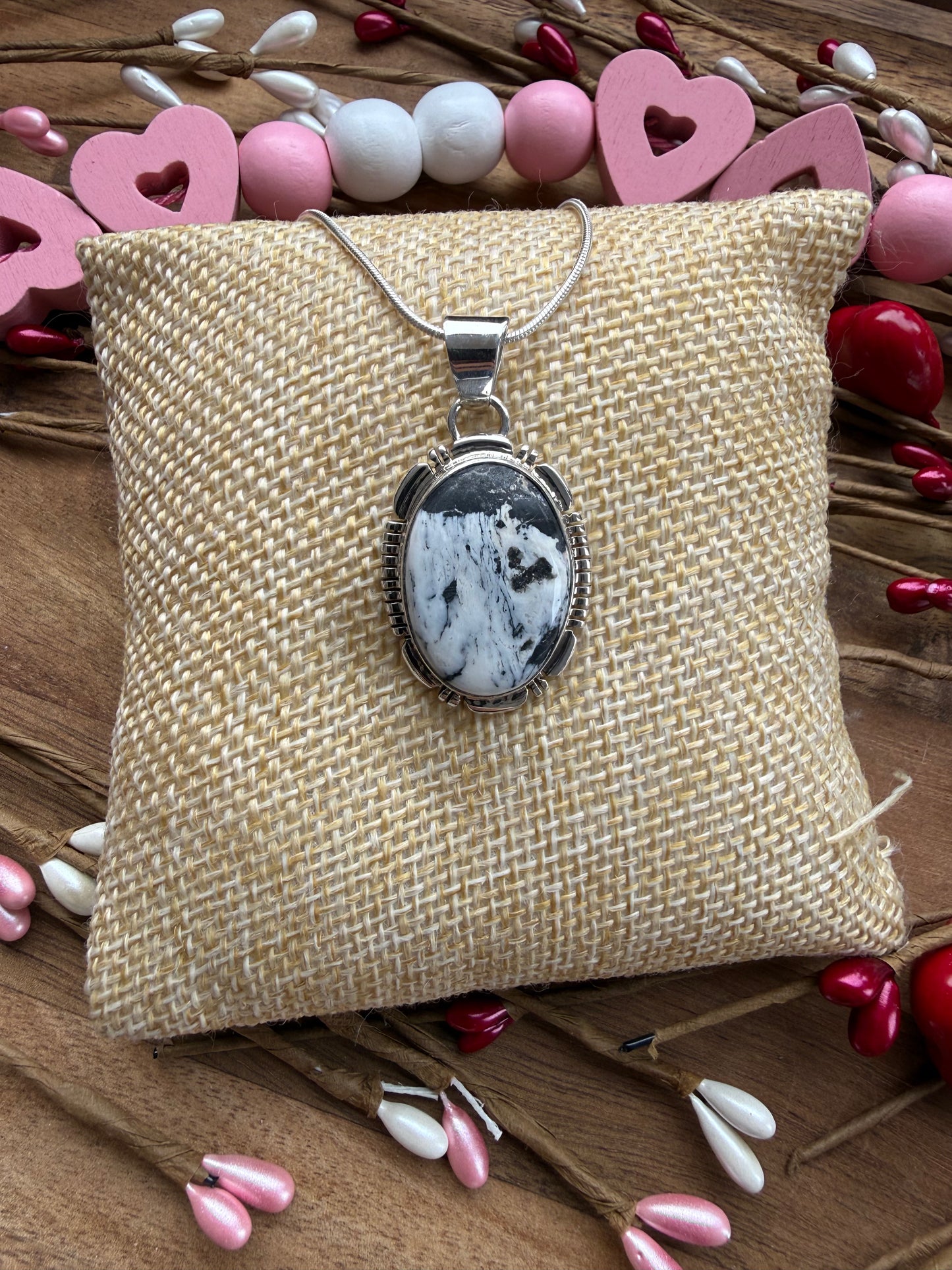 White Buffalo Oval Pendant